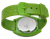 Muppets Men's MU1004 Kermit the Frog Dial Green Plastic Strap Watch, manufactured by Accutime Watch Corporation. Features a vibrant, full-face Kermit the Frog graphic on a green round analog dial with modern indices. Built with a green plastic case and a matching green plastic/polyurethane flexible strap. Accompanied by a custom collector's black and green metal tin box displaying "The Muppets" branding and Kermit's eyes peering from the bottom edge. Powered by a standard battery-operated quartz movement. The watch is classified as not water resistant.