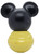 Disney 1984 Mickey Mouse Roly Poly Baby Toy Vintage Disney Wobble Toy, rear view of a black Mickey Mouse head on a yellow rounded wobble base against a white background
