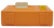Orange Fisher-Price #790 Candy Man Tote-A-Tune music box radio with white carry handle, winding knob and yellow pretend tuning selector.
