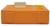 Fisher-Price Vintage Fisher-Price #790 The Candy Man Tote-A-Tune Music Box Radio, underside view of the orange vintage toy with a beige handle and yellow switch visible.