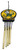1996 Notre Dame Fighting Irish Wind Chime – 9" Resin Leprechaun Decor, gold-tone wind chime featuring a yellow and green Notre Dame Fighting Irish leprechaun emblem with four hanging metal chime tubes.