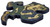 Draben's Toyland Notre Dame Fighting Irish Leprechaun Wooden Cutout – 12" Glitter Decor, close-up of a thick wooden leprechaun cutout decorated in navy, green, and gold with glitter.