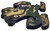 Draben's Toyland Notre Dame Fighting Irish Leprechaun Wooden Cutout – 12" Glitter Decor, close-up of a navy, green, and gold leprechaun cutout with glitter accents, shown at an angle on a white background.