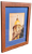 Notre Dame Golden Dome “Wake up the echoes” framed artwork with blue matting and a distressed brown frame
