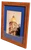 Notre Dame Golden Dome “Wake up the echoes” framed artwork with blue matting and a distressed brown frame
