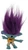 McDonald's Happy Meal Toy 2020 Trolls World Tour #3 Party Branch (Loose), blue Trolls character with tall purple hair, arms outstretched, wearing a yellow vest and beige shorts, shown from the back on a white background.