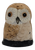Vintage hand-painted brown and white ceramic owl thimble with black base