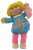 1984 Cabbage Patch Kids 3.5 inch poseable blonde girl figure wearing blue dress and holding pink doll