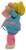 Cabbage Patch Kids 1984 Poseable Rubber Girl Figure, 3.5-inch vintage doll with blonde hair in a blue dress with pink trim, shown from the back holding a pink flower.