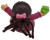 Top view of Mimi Kristina showing molded brown hair, yarn ponytail and pink bow