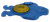 Side angle of blue plastic dog cereal premium showing raised yellow reflector.