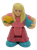 Fisher-Price GeoTrax blonde girl figure in pink holding yellow flowers and a blue purse.