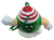 Top view of striped hat and snowball on Green M&M holiday figure