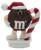 Front view of 1992 Brown M&M Christmas ornament holding a candy cane