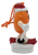 Side detail of orange M&M’s Christmas tube topper showing white boots and red skis