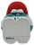 Underside of M&M’s character candy container showing molded markings and printed number