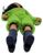 Low-angle view of Sabrina Duncan doll showing blue boot soles and green jumpsuit cuffs