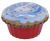 Cupcake collectible tin showing blue frosting graphics and removable lid