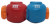 Underside view of Red and Blue M&M’s Giggle Stick with white m logos