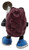 Applause California Raisins 1988 California Raisins Hardee's Series 2 Trumpy TruNote Figure, back view of a vintage collectible figurine of a raisin character wearing blue shoes, black gloves, and holding a boombox on its shoulder.