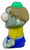 Schylling I POP Zombies - Grey Zombie/ Green Brain Squeeze Novelty Toy, gray zombie figure with brown hair and green brain, wearing a yellow shirt and blue pants.