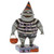 Enesco Disney Traditions Nightmare Before Christmas Corpse Child, Halloween decorative figurine of a smiling, skeleton-like character wearing a striped shirt and a Halloween hat, holding a pumpkin-shaped basket, placed on a spooky themed base.