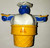 McDonald's Happy Meal Changeables - Series 3 McDino Cone Toy, plastic toy figure of a blue dinosaur with white hat and outstretched arms in an ice cream cone with yellow McDonald's logo.