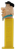 Side view of Fred Flintstone PEZ dispenser showing peach face and yellow footed stem