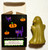 AVON 1994 Avon Goblin Soap Ghost Novelty Halloween Soap, Green, with packaging featuring Halloween-themed illustrations of black cats and pumpkins.