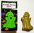 AVON 1994 Avon Goblin Soap Ghost Novelty Halloween Soap, Green, product image showing the soap next to its packaging featuring a cartoon ghost and Halloween decorations.
