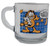 Garfield Vintage 1978 McDonald's Garfield Coffee Cup with cartoon Garfield holding a teddy bear and a quote about mornings, featuring stars and a blue grid background.