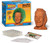 Chia Pet Back to The Future - Doc Brown, a terracotta-colored ceramic planter in the shape of Doc Brown's head with wild hair for growing chia seeds, along with packaging, instructions, and planting accessories.