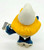Smurfs Vintage 1982 Peyo 2.0140 Secretary Smurfette PVC Figure, character wearing a white dress with a yellow skirt and blue shoes, front view.