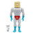 Super7 Ren & Stimpy ReAction Figure - Powdered Toast Man, action figure with a muscular body, powdered toast head, blue gloves and boots, red briefs with a logo, and a small smiling gray cat figure.