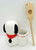 Benjamin & Medwin Snoopy Kitchen Tool Holder, cute ceramic dog-shaped kitchen utensil holder with a red scarf and a wooden spoon.