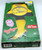 NECA A Christmas Story Leg Lamp Wall Clock, vintage green box packaging with a cardboard cutout revealing the leg lamp wall clock inside, featuring a yellow leg-shaped clock with a black fishnet pattern and a round clock face with red numbers and the word "FRA-GME" on the dial, decorated with Christmas themes and a child's face illustration.