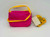 The Lyons Group Vintage 1992 Barney and Baby Bop Change Purse, pink and yellow fabric change purse with tags attached.