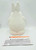 Wee Crafts Vintage Wilbur Wabbit Ready To Paint Kit #21102, white ceramic bunny figurine with textured fur and large ears, with painting instructions and a small paintbrush included.