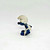 Smurfs Vintage Schleich 4.0509 Bars Gymnast Smurf PVC Figure, a small figurine depicting a Smurf dressed as a gymnast, holding a moon-shaped object, made of PVC with a vintage appearance.