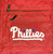MLB Vintage Philadelphia Phillies Backpack, red nylon backpack with zippered pockets and white Phillies logo with blue stars.