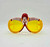 McDonald's Ronald McDonald Happy Meals Kids Plastic Sunglasses, yellow-tinted sunglasses with a clown face and striped red and white arms design.