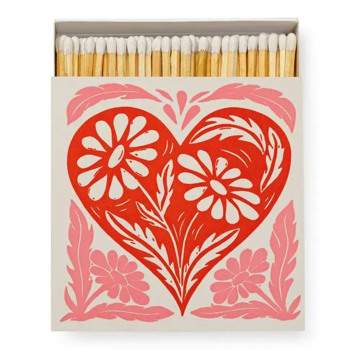Square Matchboxes Botanical Heart