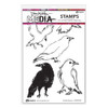 Dina Wakley Media Cling Stamps 6"X9"-Scribbly Ravens - 5A003975-1H8C9 - 789541087809