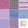 DRESS YOUR DOLL Fabric Assortment for Sewing DIY Doll Clothes Making Kit Purple Patterned Craft Fabric Squares 11.6" x 8.4" Set of 8 Creative Kit Sewing Supplies for Fashion Doll Clothes