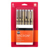 Sakura Pigma Micron Pens 03 .35mm 6/Pkg-Black - 50037 - 053482500377