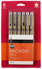 Sakura Pigma Micron Pens 03 .35mm 6/Pkg-Black - 50037
