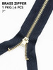 6 Pack - Avanti Brass Zipper 7"-Jet Black - 5A003SG4-1HPZ2