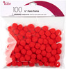 CousinDIY Pom-Poms .5" 100/Pkg-Red - 5A002F8L-00777 - 191648095944
