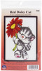 Design Works Counted Cross Stitch Kit 5"X7"-Red Daisy Cat (14 Count) DW3458 - 021465034584