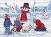 Dimensions Counted Cross Stitch Kit 7"x5"-Building A Snowman (14 Count) 70-08993